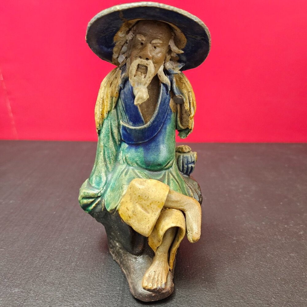 VTG Seated Chinese Mud Man with Crossed Legs (Selling in As-Is Condition)